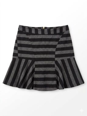 Worthington Black & Gray Striped Flared Skater Skirt